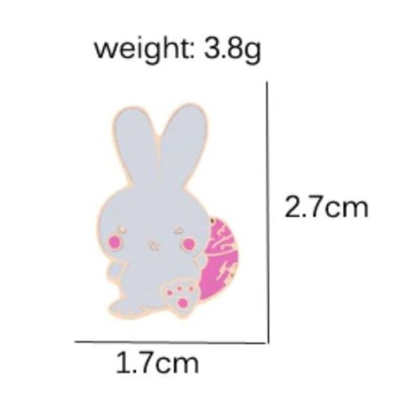 White with Pink Easter Bunny Pin Brooch - Picture 1 of 2